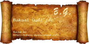 Baksai Győző névjegykártya